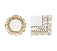 Gold Moroccan Paper Plates 10pk & Gold Moroccan Napkins Bundle