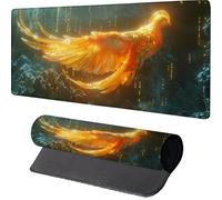 Gold Mouse Pad, Phoenix Gaming Mouse Mat with Stitched Edges, Extended Desk Mat with Waterproof Non-Slip Rubber Base, Mousepad for Desk Accessories and Pc Accessories, Gifts for Men 800x300x3mm 5-2937