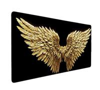 Gold Mouse Pad Wing Large Mouse Mat 80 x 40cm Desk Mat Large Non-Slip Rubber Base-Smooth Cloth Surface, Durable Stitched Edges Desk Pad for Gaming, Office, Computer Keyboard Accessories (Gold) 52404d