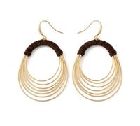 Gold Multi-Wire Teardrop Hoop Earrings for Women,Bohemian style Accessories | Vintage Ethnic Hook|Brown Textured Wrapped Ear Studs|Statement Jewelry|for Daily Outfits Wedding Bridal Cocktall Party