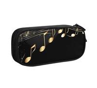 Gold Music Note Pencil Case for Boys Girls Piano Keyboard Large Pen Bag Desk Stationery Organizer Pencil Pouch for School Office Zippered Makeup Bag
