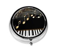 Gold Music Note Small Pill Box 3 Compartment Portable Pill Box for Purse Pocket Piano Keyboard Mini Medicine Organiser for Daily Vitamin Fish Oil Storage