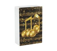 Gold Musical Note Cigarette Case Hard Plastic Flip-Top Slim Pocket-Size Cigarette Holder for 18-20 King Size Cigarettes Crush-Proof Cig Case Reusable Smoking Accessories for Men Women