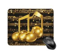 Gold Musical Note with Fallen Shiny Star Mouse Pad Square Mice Mat Waterproof Computer Mousepad with Non-Slip Rubber Base Wireless Mice Pad for Laptop Office Home Personalized Gaming Mousepad 20*25cm