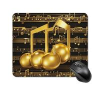 Gold Musical Note with Fallen Shiny Star Mouse Pad Square Mice Mat Waterproof Computer Mousepad with Non-Slip Rubber Base Wireless Mice Pad for Laptop Office Home Personalized Gaming Mousepad 25*30cm