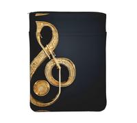 Gold Musical Note With Fallen Shiny Star Print Book Cover With Zipper,Waterproof Book Sleeve Pouch With Front Pocket, Book Protector For Paperbacks,Multifunctional Storage Bag For Hardcovers