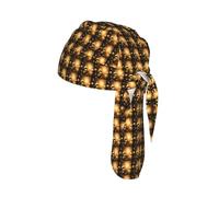 Gold Musical Note with Fallen Shiny Star Print Cycling Cap Headband Stretch Yoga Running Everyday Sweatband Unisex Breathable Hat