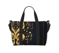 Gold Musical Note with Fallen Shiny Star Print Gym Bag for Women, Weekender Overnight Bag,Personal Item Bag, Shoulder Bag for Women Men,One Size