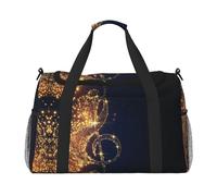 Gold Musical Note with Fallen Shiny Star Print Hand Travel Bag Ideal for Long-Distance Travel and Daily Use