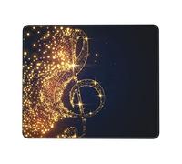 Gold Musical Note with Fallen Shiny Star Print Mouse Pad Square Mouse Mat Non-Slip Mousepad Large Gaming Mouse Mat For Office Laptop 7 x 8.6 in