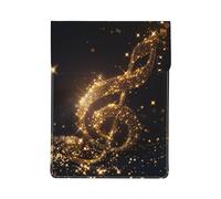 Gold Musical Note with Fallen Shiny Star Printed Laptop Sleeve Bag 13-Inch - Leather Laptop Sleeve Case Shockproof Protective Computer Cover Bag