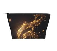 Gold Musical Note with Fallen Shiny Star Printed Travel Makeup Bag Trapeze Cosmetic Bag Makeup Case Toiletry Bag Organiser for Women