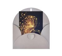 Gold Musical Note With Fallen Shiny Star Printing Vertical Blank Paper Holiday Greeting Thankful For You (Thinking Of You Card Birthday Card)