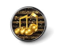 Gold Musical Note with Fallen Shiny Star Round Lapel Pins Backpack Pin Cute Brooch Decoration Brooches for Women Men Fashion Button Badges for Hat Backpacks Purses Jackets Shirt Suit