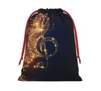 Gold Musical Note With Fallen Shiny Star Ultra Soft Velvet Gift Bag, Comfortable To The Touch, Reusable
