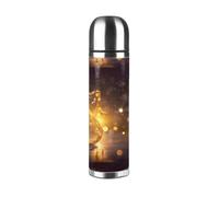 Gold Musical Note with Fallen Shiny Star Vacuum Bottle with Full-Body Design – Premium Insulated Stainless Steel Thermos with Pu Leather Exterior for Outdoor, Office, and Home Use