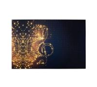 Gold Musical Note with Shiny Star Printed Adult Fun Puzzle wooden puzzle in a plastic box with letters printed on the back home decor party toy