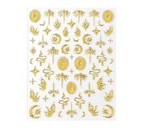 Gold Nail Art Sticker Decals Star Moon Stickers Snake with Design Self Adhesive Nail Decals 5D Embossed with Design Bronzing Manicure DIY Supply Decoration Accessories for Women
