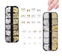 Gold Nail Charms, 2 Boxes 24 Grids Silver Nail Ch arms, Nail Cha rms Gold, Nail Gems and Charms, Nail Art Charm s, Nail Cha rms Y2k, 3D Nail Charms Accessories Nail Art Design