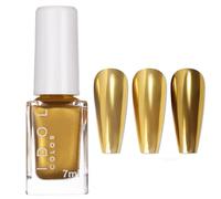 Gold Nail Polish - 3D Mirror Metallic Nail Varnish - Quick Dry Metal Effect Chrome nail polish - Breathable French Manicure Nail Polish Nail Paint - Non Toxic & No Need Nail Lamp