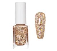Gold Nail Polish & Glitter Nail Polish - Sparkly Flash Shinny Manicure Varnish with Holographic Sequins, Quick Dry Long Lasting Diamond Shimmer No Need Cure Manicure Art