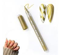 Gold Nail Polish Pen - Fine Tip Quick-Dry Brush for French Manicure & Precise Nail Art, Metallic Acrylic Paint Marker, Waterproof & Long-Lasting, Multi-Surface Use