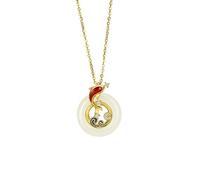 Gold Natural Hetian Jade with Koi Fish Pendant, Lunar New Year Peace Buckle Necklace, Vintage Chinese Style - Fortunate and Prosperous Gift for Women