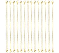 Gold Necklace Extender 14Pcs Chain Extender for Necklace, 6.89inch Chain Extenders Bracelet Extender Anklet Extender Small Chains for Jewellery Making, with Double Lobster Clasp