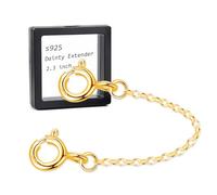 Gold Necklace Extender Chain for Women 18k Plated Sterling Silver Extension Bracelet Safety Link for Delicate Jewelry 2.3" Length