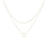 Gold Necklaces for Women, Pendant Necklace Vintage Chain Jewelry 9K Yellow Gold Two Layered Au375