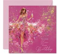 Gold Niece Birthday Card - Golden Girl - Happy Birthday Card for Niece from Auntie Uncle, 145mm Golden Girl Bday Greeting Cards