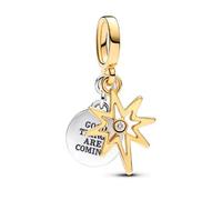 Gold North Star Charm 925 Silver Charm Compatible with Pandora Charms, Trollbeads, Chamilia, Biagi and Many Other UK Charm Bracelets.