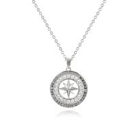 Gold North Star Compass Necklace for Women, 14K Plated Gold & Silver Compass Pendant Necklace with Inspirational Words and Cubic Zirconia Star Anniversary Birthday Graduation Gifts for Women Men