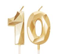 Gold Number 10 Candles for Birthday Cake, Gold 10th Birthday Candles 10 Birthday Candles 10th Candles for Cake, 10th Birthday Cake Candles Cake Toppers Decorations for 10 Year Old Girls Boys Gold