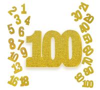 Gold Number 100 Glitter Table Centrepiece,8" Glitter Gold 100th for Table Decorations,Standing Marquee Digit 0 1 2 3 4 5 6 7 8 9-100 for Birthday Tables Decor Wedding Festival Xmas Gifts Party Supply