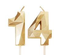 Gold Number 14 Candles for Birthday Cake, Gold 14th Birthday Candles 14 Birthday Candles 14th Candles for Cake, 14th Birthday Cake Candles Cake Toppers Decorations for 14 Year Old Girls Boys Gold