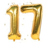 Gold Number 17 Balloons 17th Birthday Balloon 40 Inch Giant Helium Foil Number Balloons Gold Balloon Birthday Wedding Party Digital Decorations Number 17