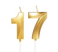 Gold Number 17 Candles for Birthday Cake, Gold 17th Birthday Candles 17 Birthday Candles 17th Candles for Cake, 17th Birthday Cake Candles Cake Toppers for 17 Year Old Girls Boys Her Him Gold