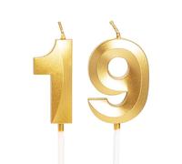 Gold Number 19 Candles for Birthday Cake, Gold 19th Birthday Candles 19 Birthday Candles 19th Candles for Cake, 19th Birthday Cake Candles Cake Toppers for 19 Year Old Girls Boys Her Him Gold