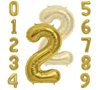 Gold Number 2 Foil Balloon - Small 30cm 12inch Air-Only Party Decoration, Birthday, Anniversary, Celebration (2 Pack)