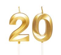 Gold Number 20 Candles for Birthday Cake, Gold 20th Birthday Candles 20 Birthday Candles 20th Candles for Cake, 20th Birthday Cake Candles Cake Toppers for 20 Year Old Girls Boys Her Him Gold