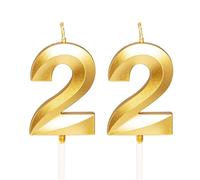 Gold Number 22 Candles for Birthday Cake, Gold 22nd Birthday Candles 22 Birthday Candles 22nd Candles for Cake, 22nd Birthday Cake Candles Cake Toppers for 22 Year Old Her Women Him Men Gold