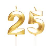 Gold Number 25 Candles for Birthday Cake, Gold 25th Birthday Candles 25 Birthday Candles 25th Candles for Cake, 25th Birthday Cake Candles Cake Toppers for 25 Year Old Her Women Him Men Gold