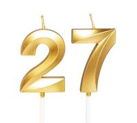 Gold Number 27 Candles for Birthday Cake, Gold 27th Birthday Candles 27 Birthday Candles 27th Candles for Cake, 27th Birthday Cake Candles Cake Toppers for 27 Year Old Her Women Him Men Gold