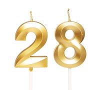 Gold Number 28 Candles for Birthday Cake, Gold 28th Birthday Candles 28 Birthday Candles 28th Candles for Cake, 28th Birthday Cake Candles Cake Toppers for 28 Year Old Her Women Him Men Gold