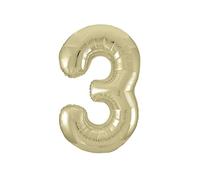 Gold Number 3 Shaped Large Foil Balloon (86cm) 1 Piece - Perfect for Birthday Parties and Special Events, 34-Inch
