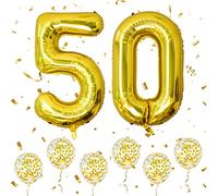 Gold Number 50 Balloons, Self-Inflating, 40 Inch for 50th Birthday Decor | 50th gifts, Giant Helium Foil Number Balloons, for Wedding, Graduation, Anniversary, 50th birthday decorations for Men/Women