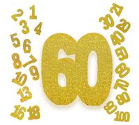 Gold Number 60 Glitter Table Centrepiece,8" Glitter Gold 60th for Table Decorations,Standing Marquee Digit 0 1 2 3 4 5 6 7 8 9-100 for Birthday Tables Decor Wedding Festival Xmas Gifts Party Supplies