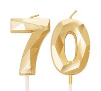 Gold Number 70 Candles for Birthday Cake, Gold 10th Birthday Candles 70 Birthday Candles 70th Candles for Cake, 70th Birthday Cake Candles Cake Toppers Decorations for 70 Year Old Women Men Gold