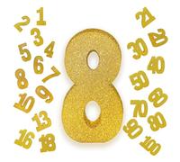 Gold Number 8 Glitter Table Centrepiece,8" Glitter Gold 8th for Table Decorations,Standing Marquee Digit 0 1 2 3 4 5 6 7 8 9-100 for Birthday Tables Decor Wedding Festival Xmas Gifts Party Supplies